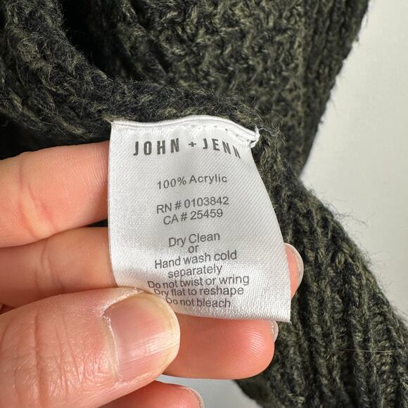 John + Jenn Dark Green Oversized Open Knit Cardigan - Picture 7 of 7